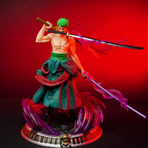Rorona Zoro Three Sword Style Purple Flames One Piece Figurine (19 cm)