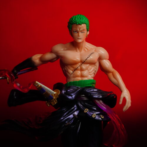 Roronoa Zoro Three Sword Style Purple Flames One Piece Figurine (19 cm)